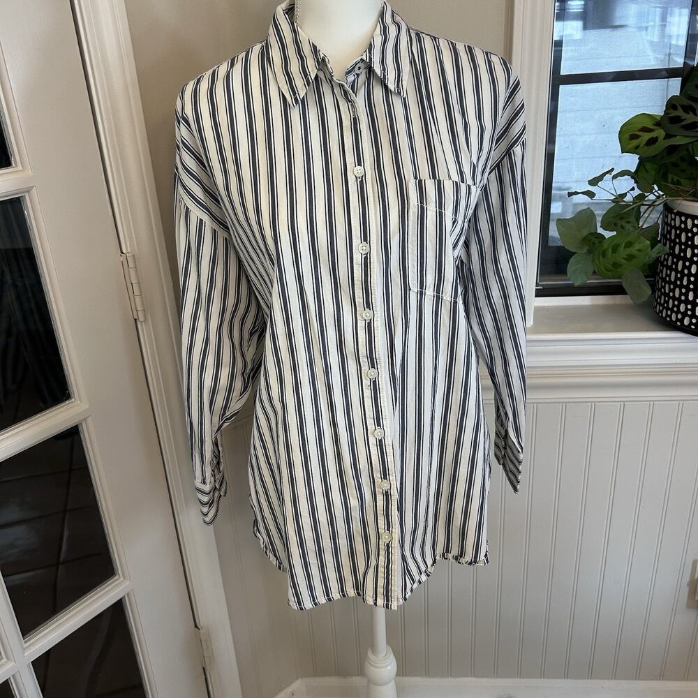 Maeve Blue And White Stripe Blouse